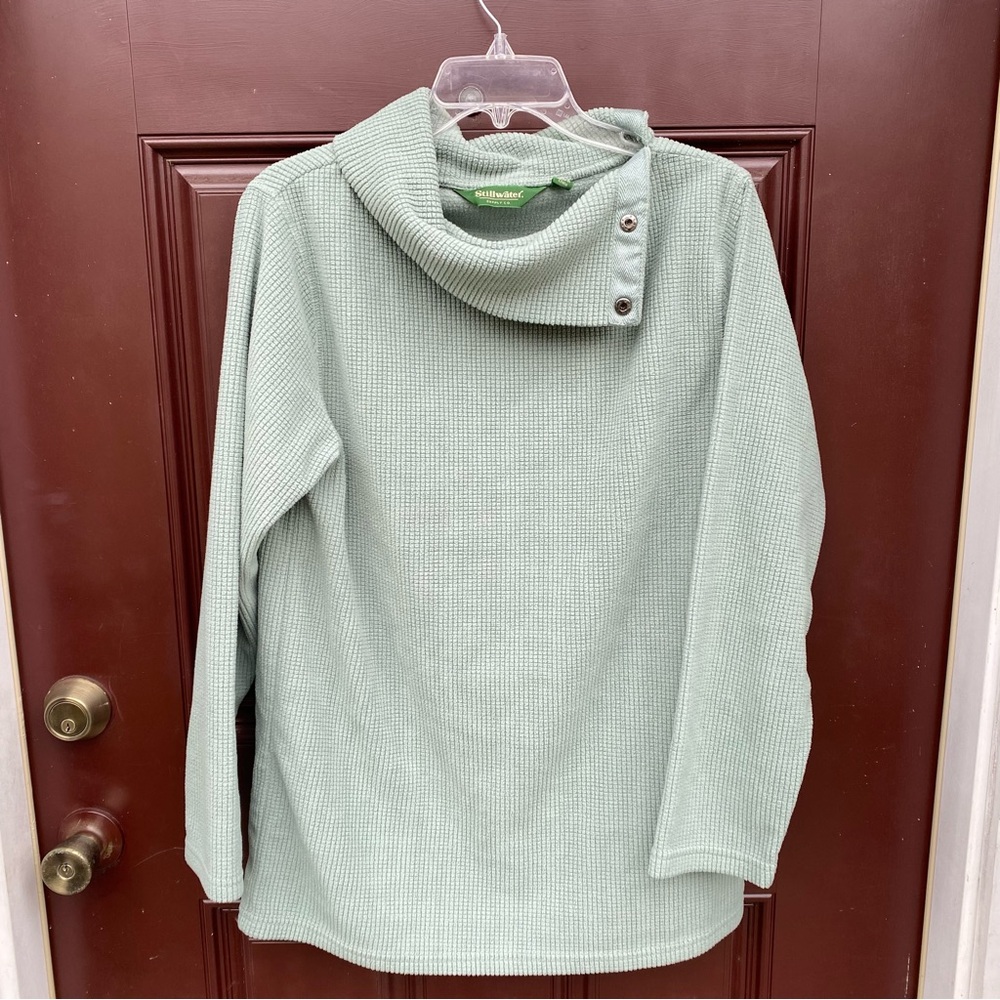 NWOT Stillwater supply co sage Green micro grid pullover Sweater microgrid